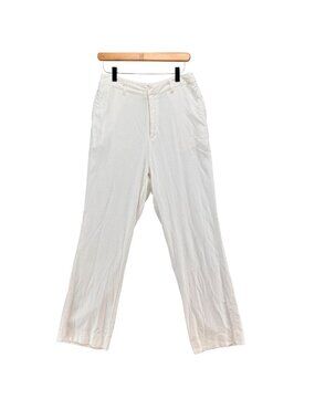 All Things Golden Pants Womens White Linen Blend High Rise Size 12
